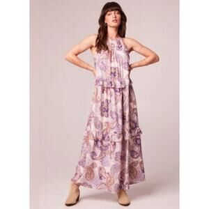 Band Of The Free Maxi Womens Large Liliane Purple Paisley Tiered Cottagecore NWT